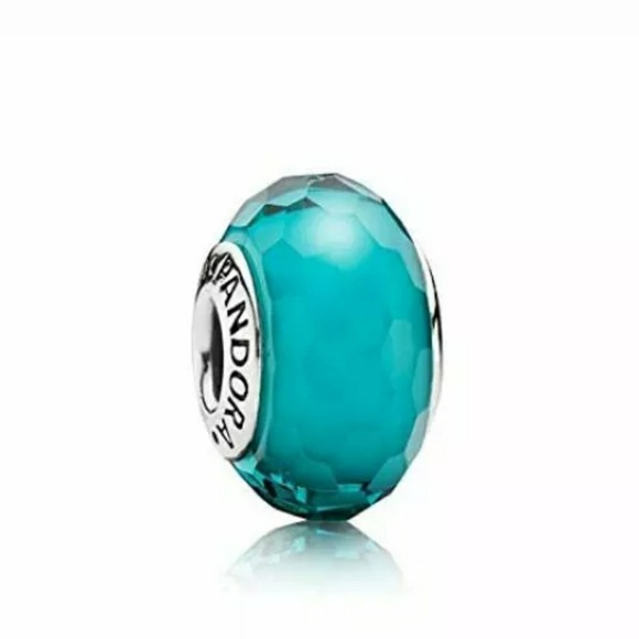 Pandora shimmering teal murano glass bead. - Picture 7 of 7